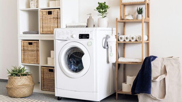 white front load washing machine